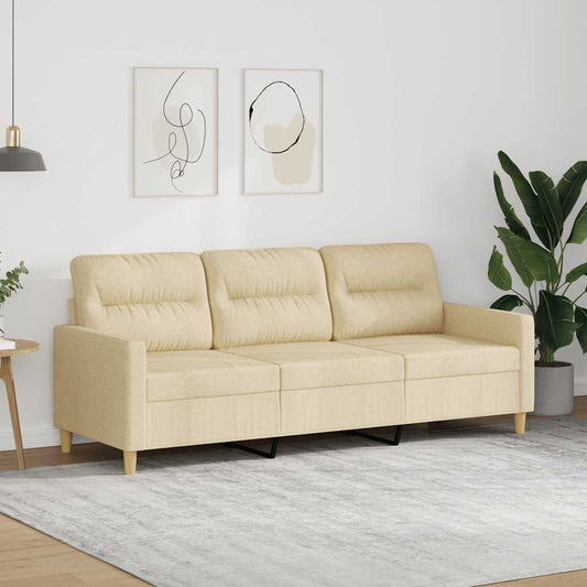 Driezitsbank 180 cm stof crèmekleurig is nu te koop bij PeponiXL, paradijselijk wonen!
