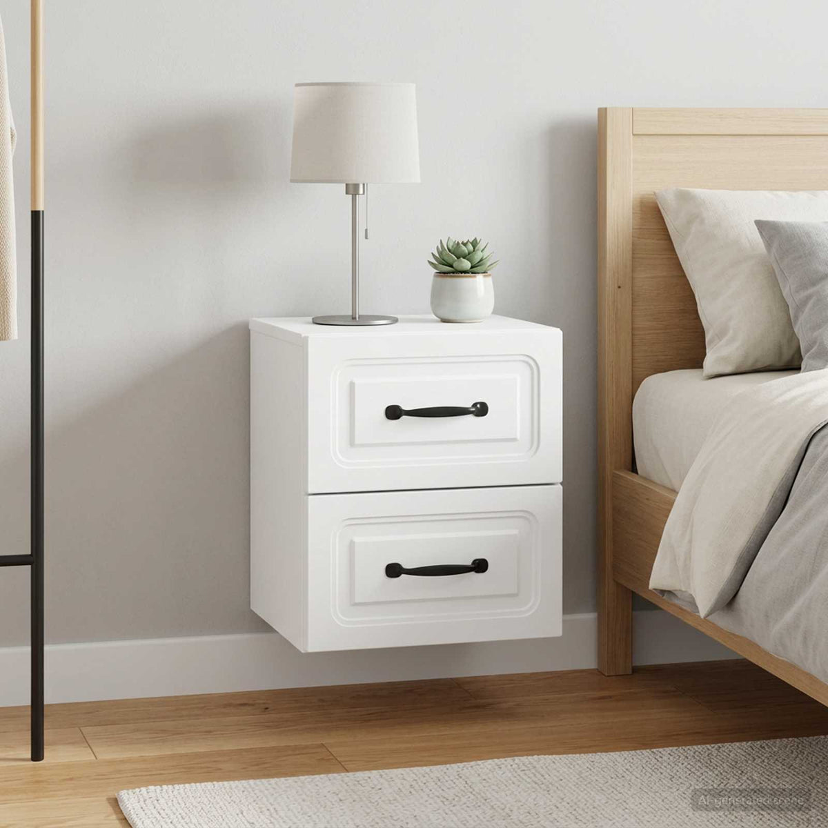 Wandbeugel Bedkast 2 pcs Wit 34,5 x 33 x 40 cm Bewerkt hout is nu te koop bij PeponiXL, paradijselijk wonen!