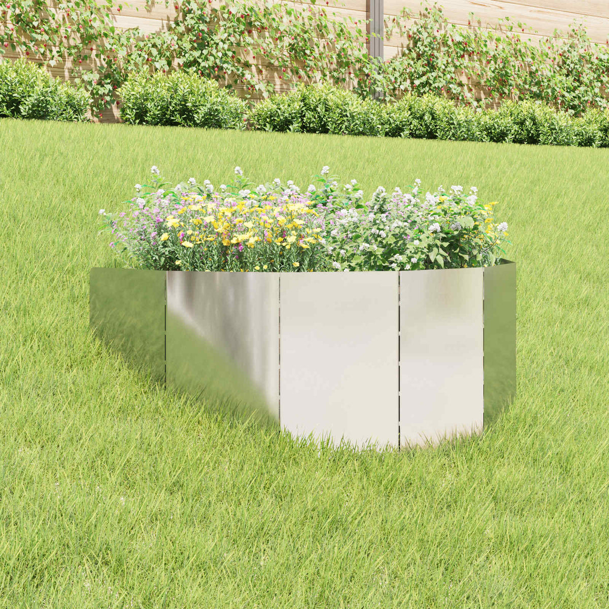 Gazonrand 100 x 45 cm Staal Zilverkleurig is nu te koop bij PeponiXL, paradijselijk wonen!