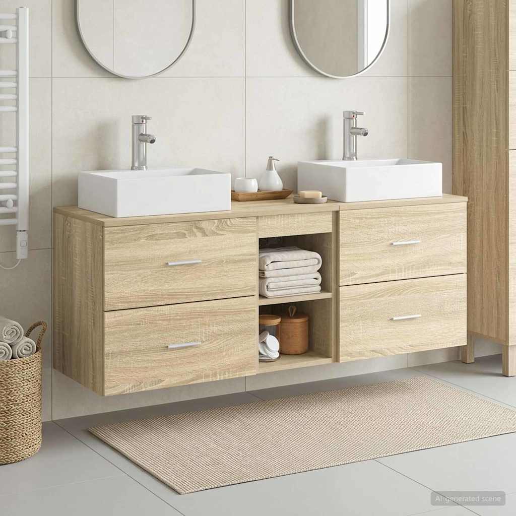 Badkamerkastenset 3 st Sonoma Eiken 49,5 x 41 x 62,5 cm is nu te koop bij PeponiXL, paradijselijk wonen!