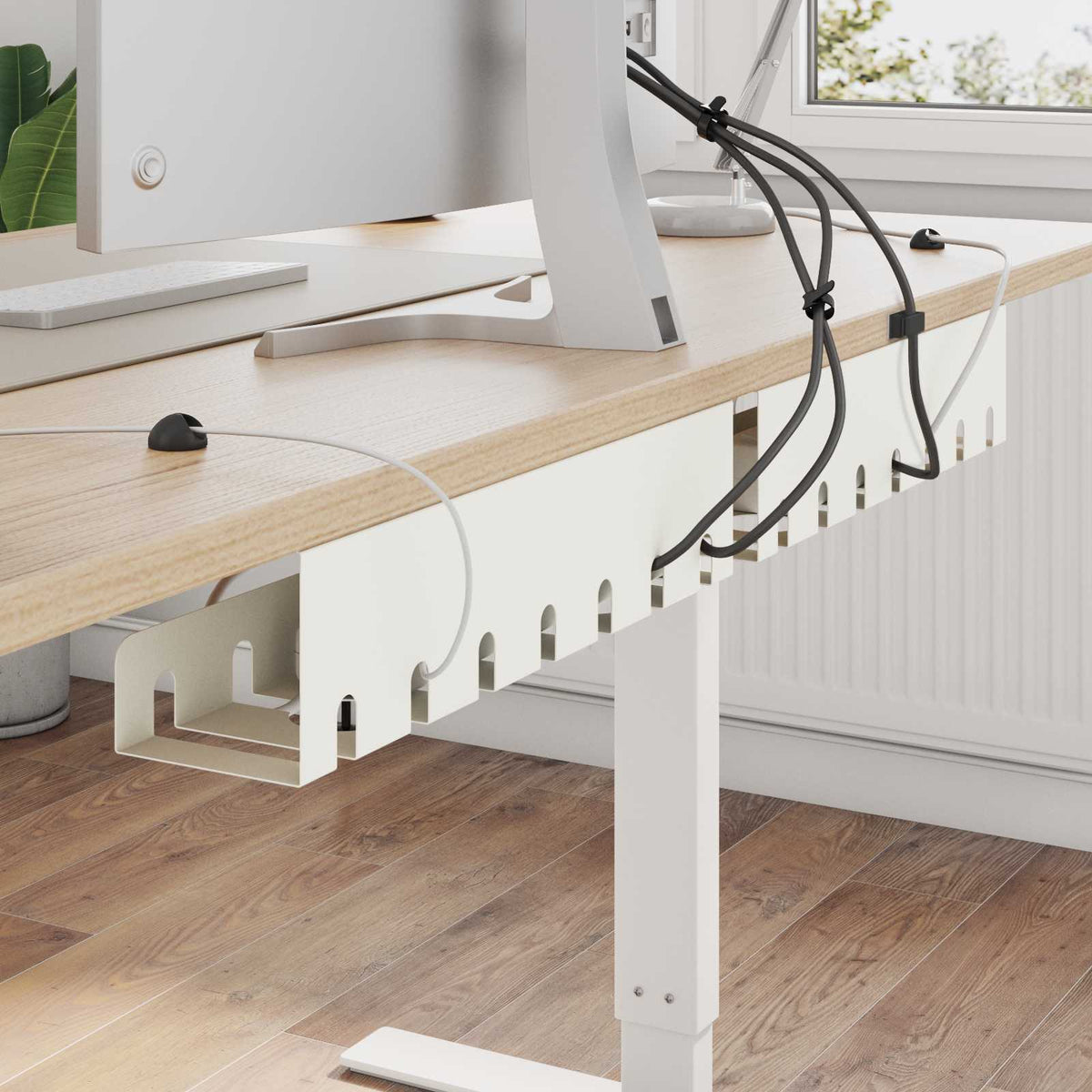 Kabelgoot voor onder bureau 2 st Wit 43 x 10 x 10 cm Staal is nu te koop bij PeponiXL, paradijselijk wonen!