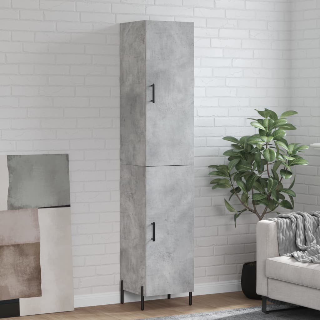 Hoge kast 34,5x34x180 cm bewerkt hout betongrijs is nu te koop bij PeponiXL, paradijselijk wonen!