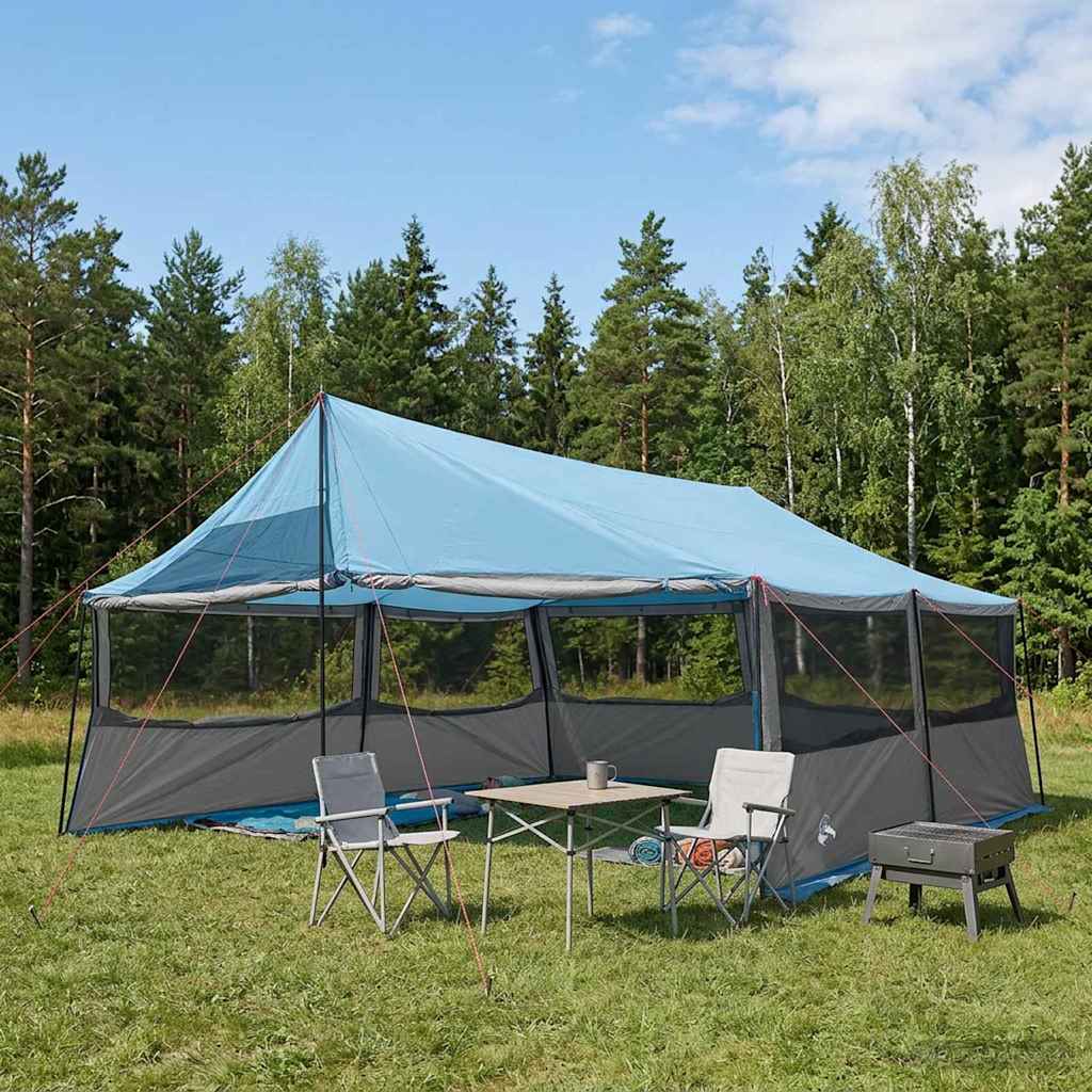 Gezinstent met dak Blauw 600 x 400 x 268 cm Polyester en staal is nu te koop bij PeponiXL, paradijselijk wonen!