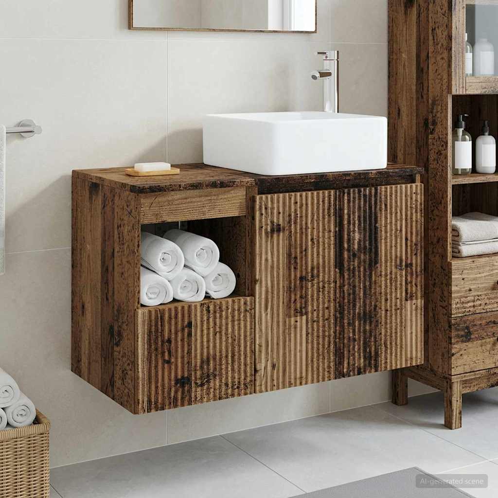 Badkamermeubelset 2 st Oud hout Bewerkt hout is nu te koop bij PeponiXL, paradijselijk wonen!