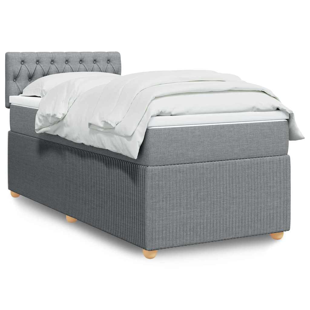 Boxspring met matras stof lichtgrijs 90x200 cm is nu te koop bij PeponiXL, paradijselijk wonen!