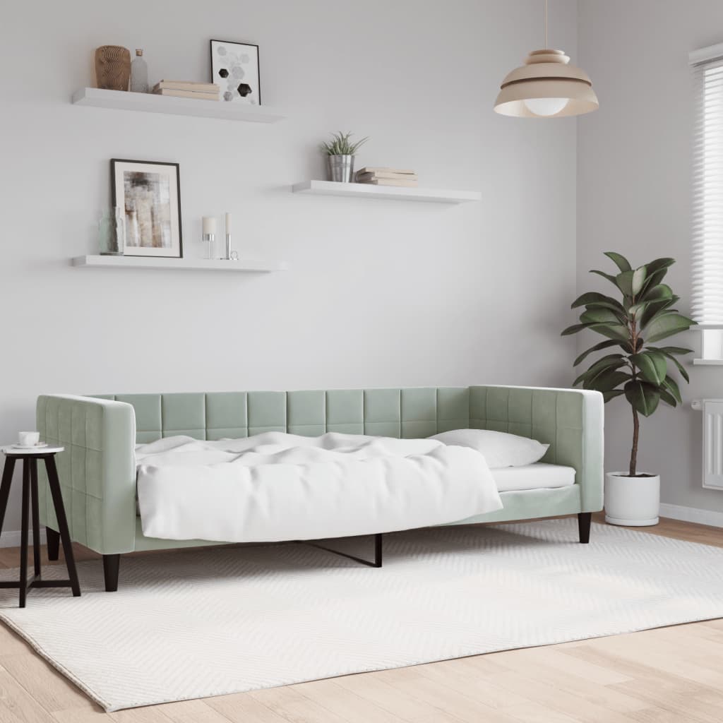 Slaapbank 80x200 cm fluweel lichtgrijs is nu te koop bij PeponiXL, paradijselijk wonen!