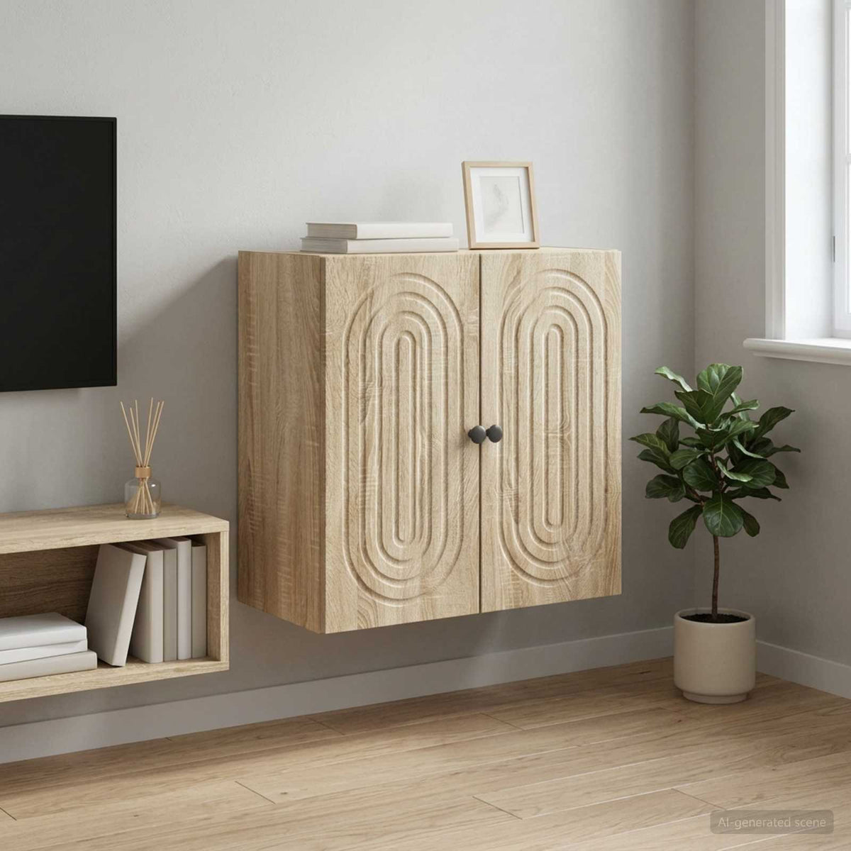 Wandkast Sonoma Eiken 59 x 31 x 60 cm Bewerkt hout is nu te koop bij PeponiXL, paradijselijk wonen!