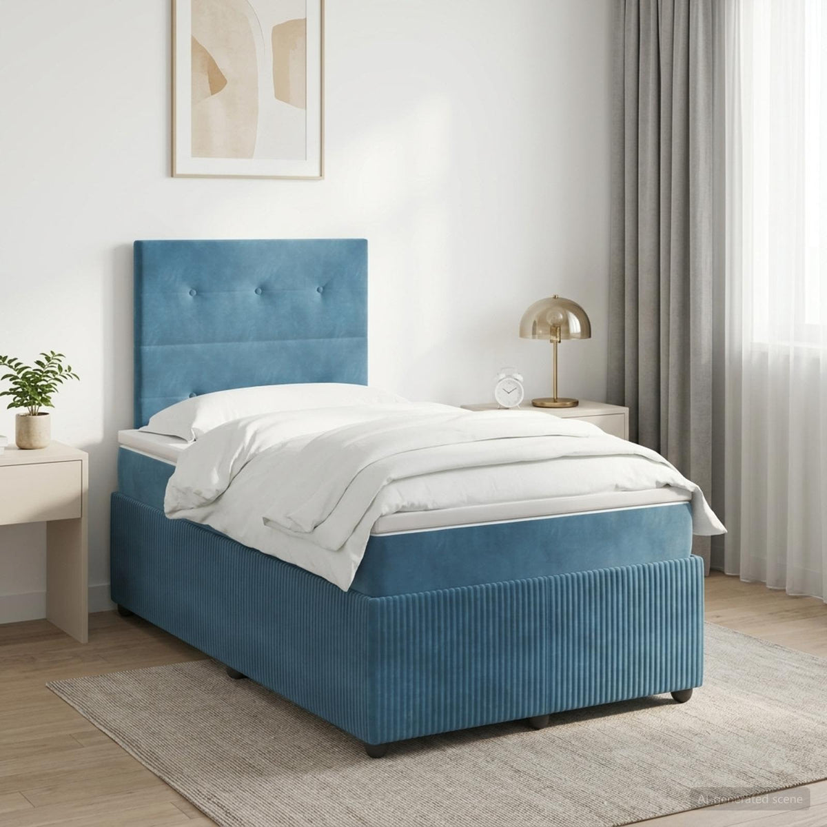 Boxspringbed met matras Blauw 120 x 190 cm Fluweel is nu te koop bij PeponiXL, paradijselijk wonen!