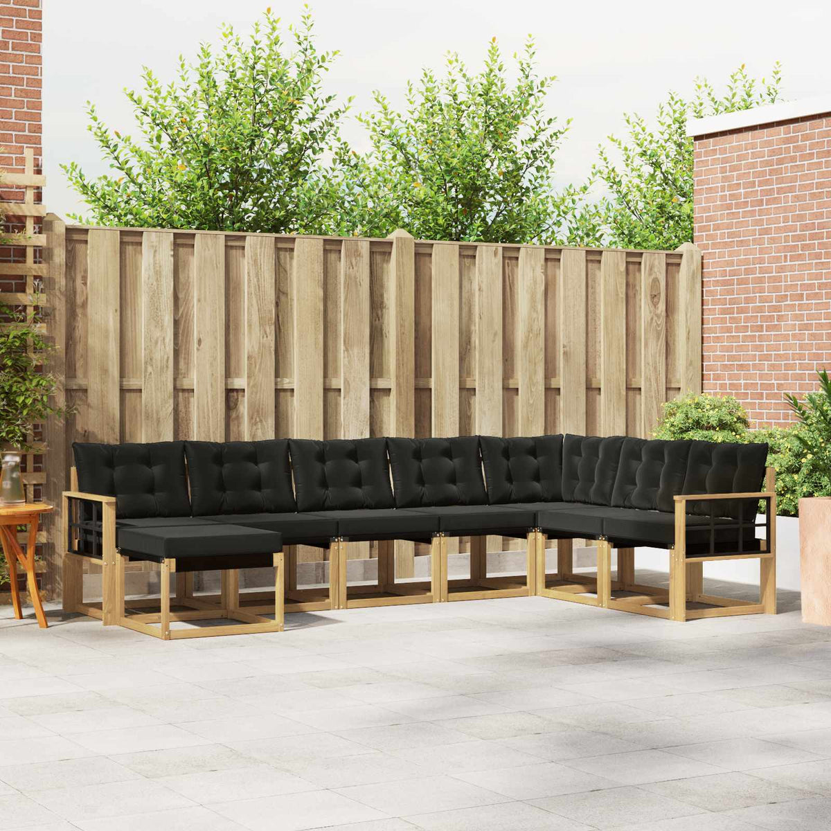 Buiten bankenset met kussen 8 pcs Wit en zwart is nu te koop bij PeponiXL, paradijselijk wonen!
