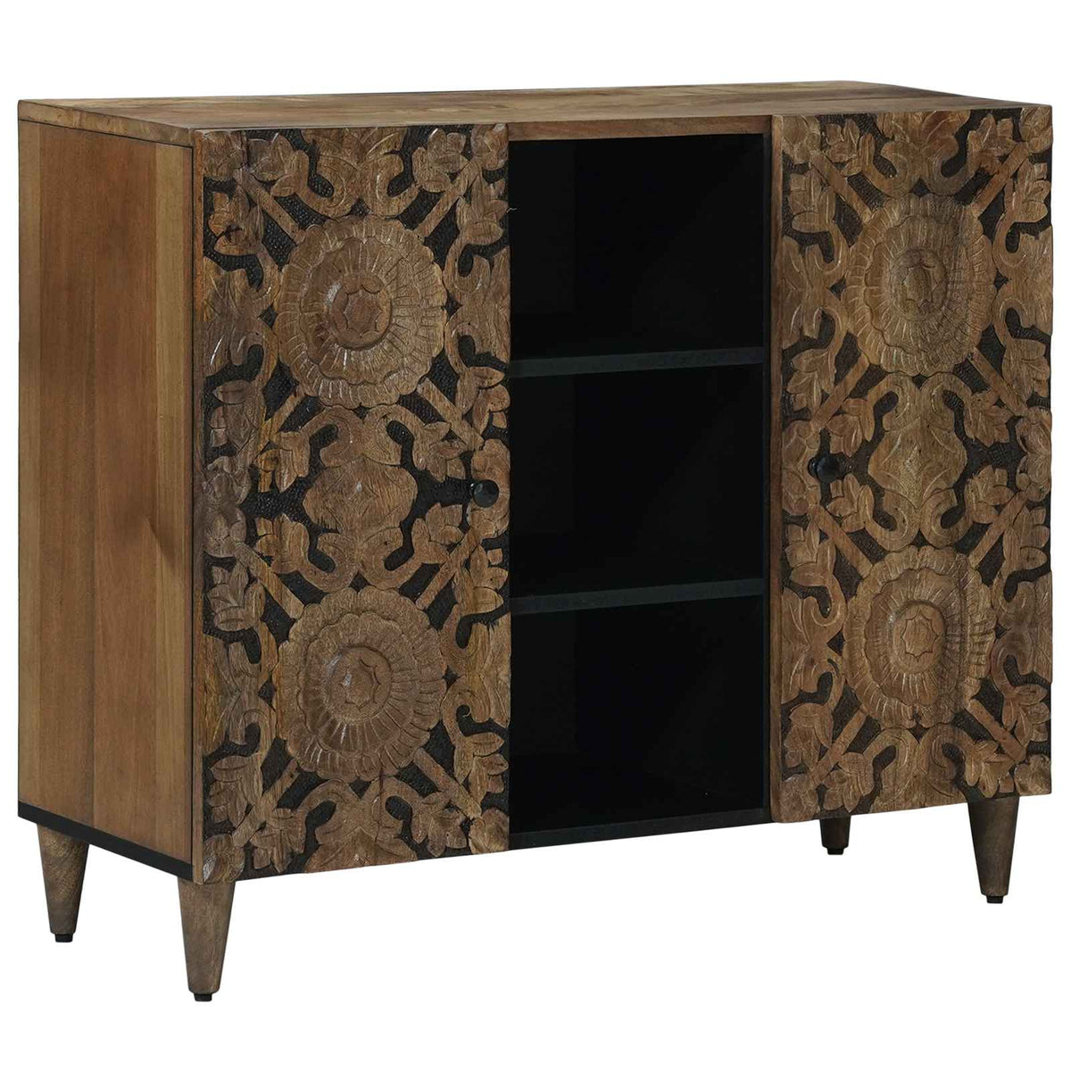 Dressoir met plank Bruin 90 x 33,5 x 75 cm Massief Mango Hout is nu te koop bij PeponiXL, paradijselijk wonen!