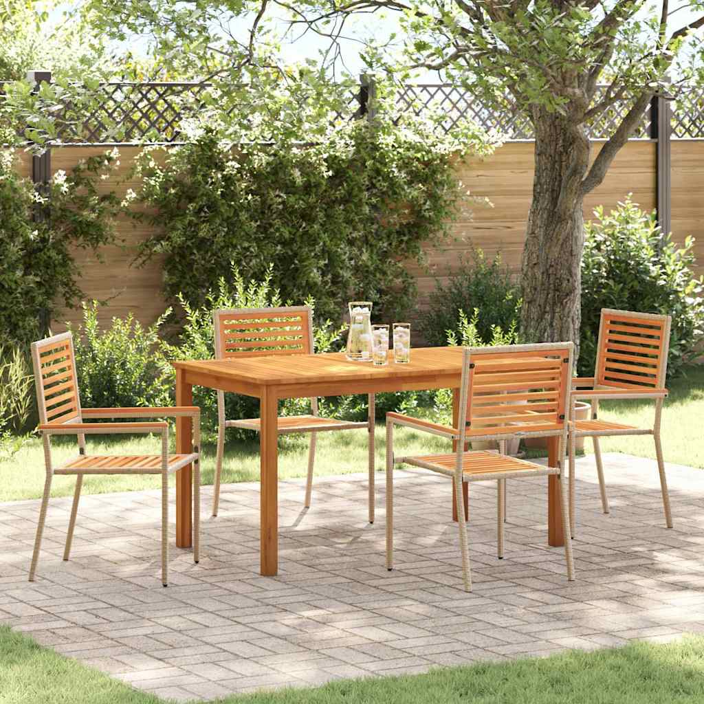 Tuin eettafelset 5 pcs Beige Massief Acaciahout is nu te koop bij PeponiXL, paradijselijk wonen!