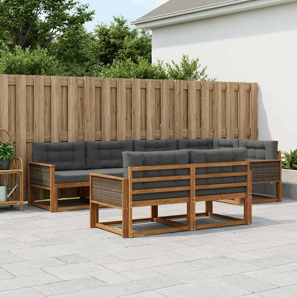 Buiten bankenset met kussen 7 pcs Natuurlijk en Antraciet is nu te koop bij PeponiXL, paradijselijk wonen!