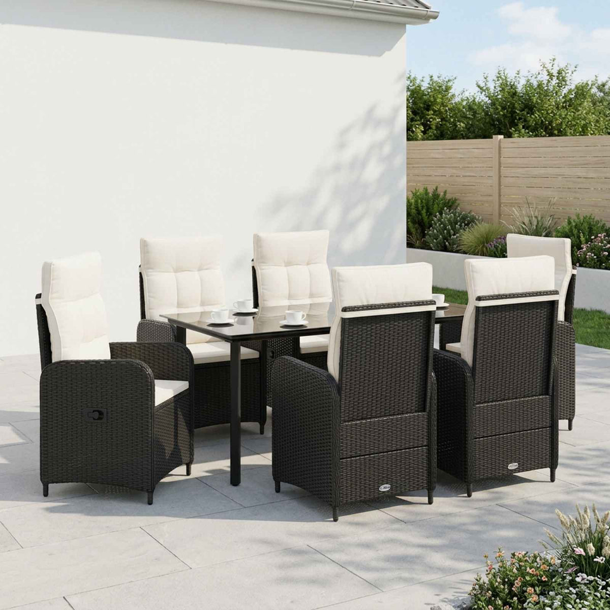 Bank tafel set 7 pcs PE Rattan en Poeder-Coated Staal is nu te koop bij PeponiXL, paradijselijk wonen!