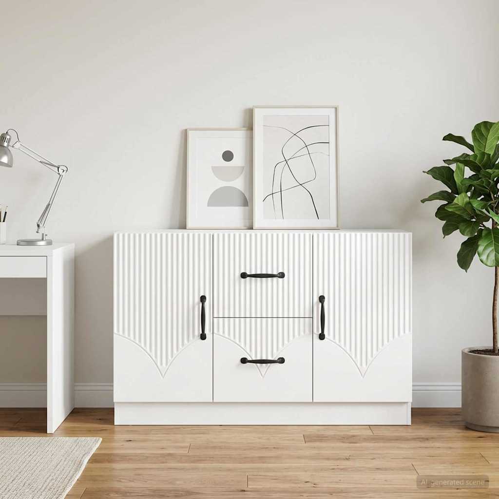 Dressoir met lade Hoogglans Wit 89 x 34,5 x 57 cm Bewerkt hout is nu te koop bij PeponiXL, paradijselijk wonen!
