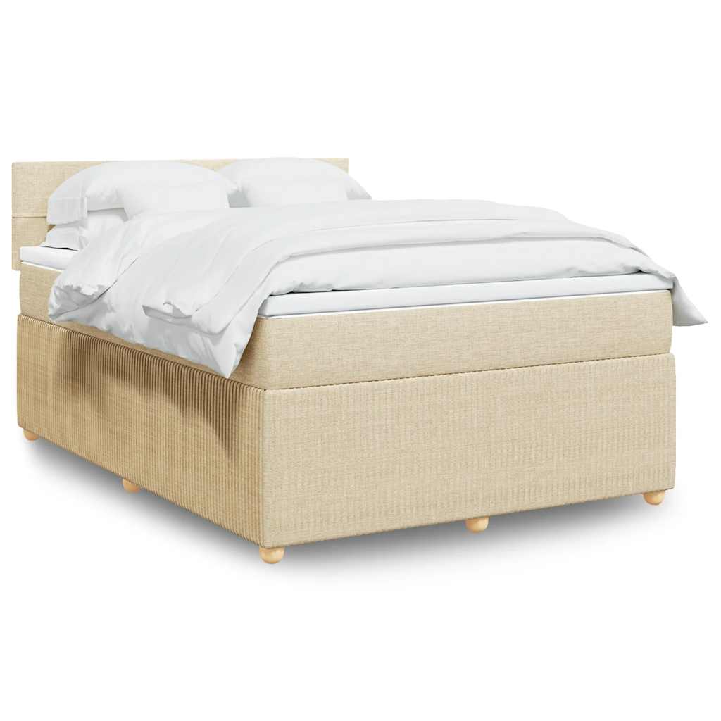 Boxspring met matras stof crèmekleurig 140x200 cm is nu te koop bij PeponiXL, paradijselijk wonen!