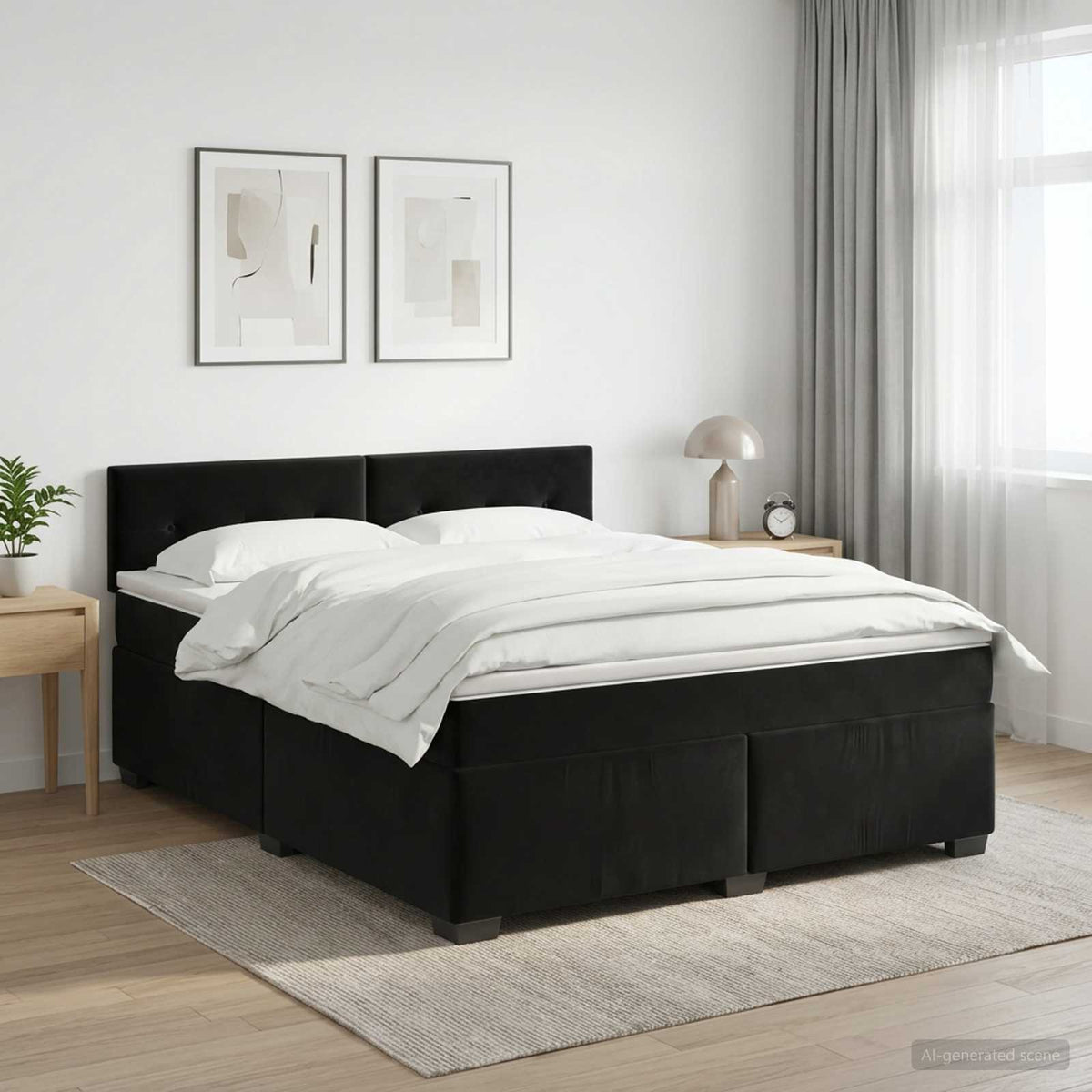 Boxspringbed met matras Zwart 140 x 190 cm Fluweel is nu te koop bij PeponiXL, paradijselijk wonen!