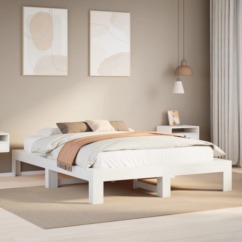 Bedframe zonder matras massief grenenhout wit 140x190 cm is nu te koop bij PeponiXL, paradijselijk wonen!