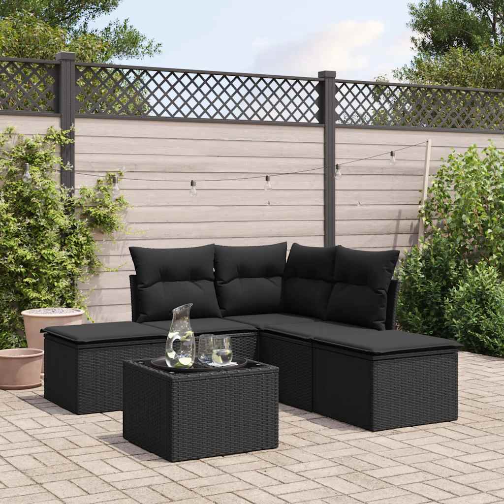 6-delige Loungeset met kussens poly rattan zwart is nu te koop bij PeponiXL, paradijselijk wonen!