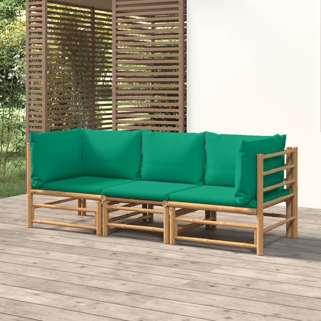 3-delige Loungeset met kussens bamboe groen is nu te koop bij PeponiXL, paradijselijk wonen!