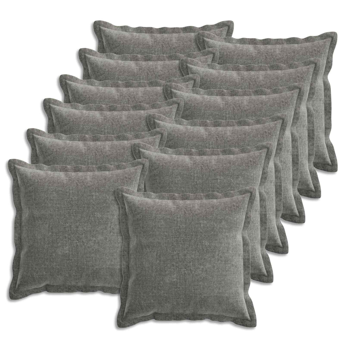 Kussensloop 12 st HOUTEN Donkergrijs 45 x 45 cm Chenille Stof is nu te koop bij PeponiXL, paradijselijk wonen!