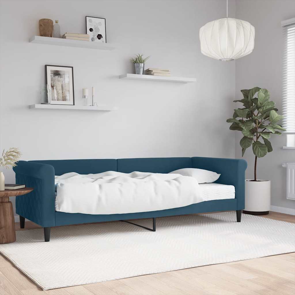 Slaapbank met matras 80x200 cm fluweel blauw is nu te koop bij PeponiXL, paradijselijk wonen!