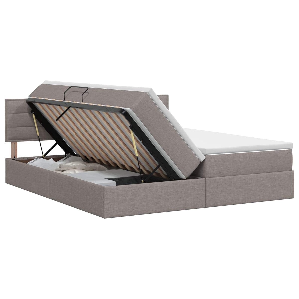 Opbergbed met matras met hoofdeinde Taupe 140 x 200 cm fluweel is nu te koop bij PeponiXL, paradijselijk wonen!