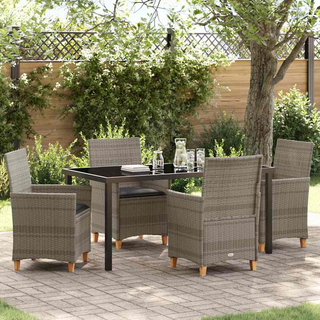 Tuin eettafelset 5 pcs Grijs poly rattan is nu te koop bij PeponiXL, paradijselijk wonen!
