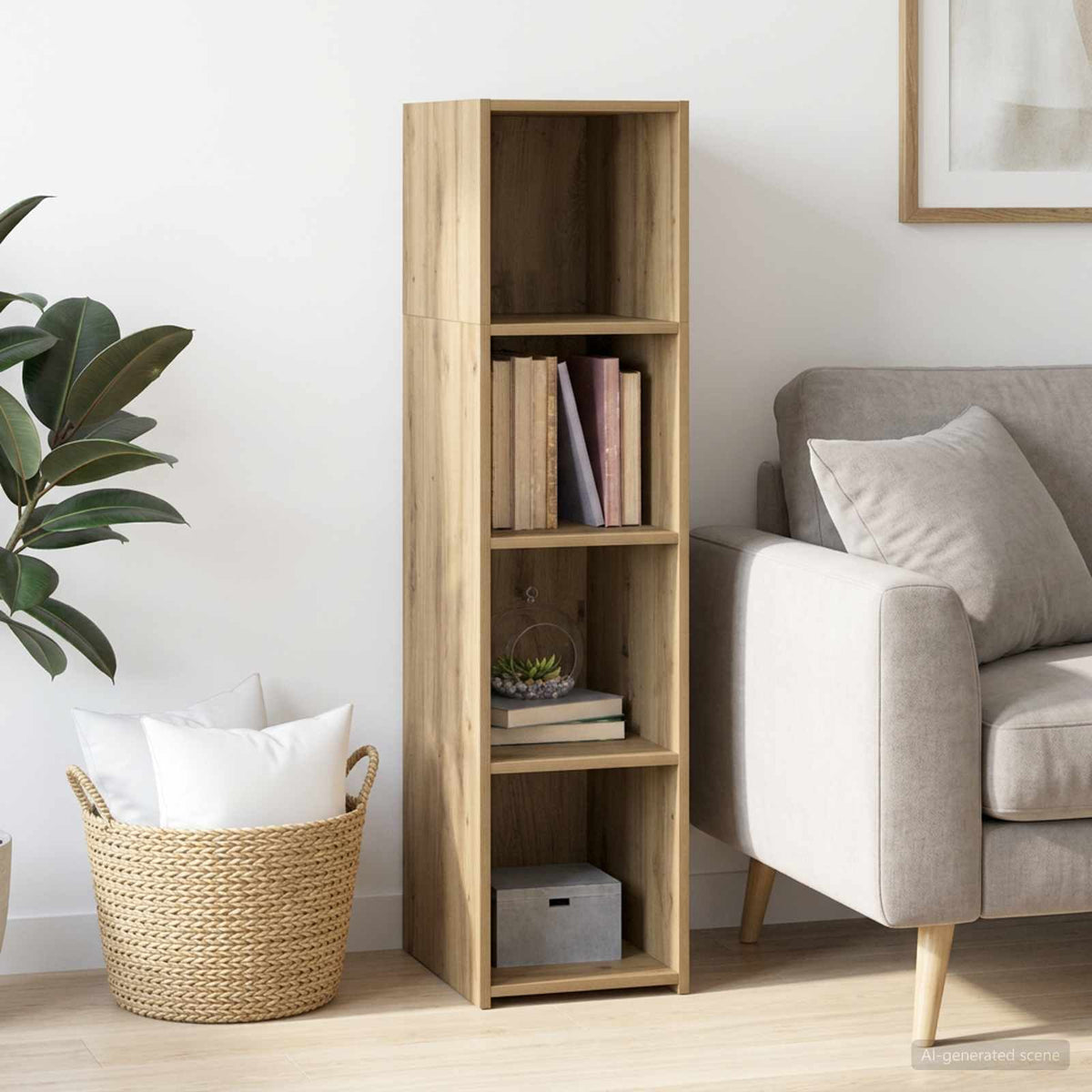 Hoge kast Artisanaal eiken 30 x 41 x 124 cm Bewerkt hout is nu te koop bij PeponiXL, paradijselijk wonen!