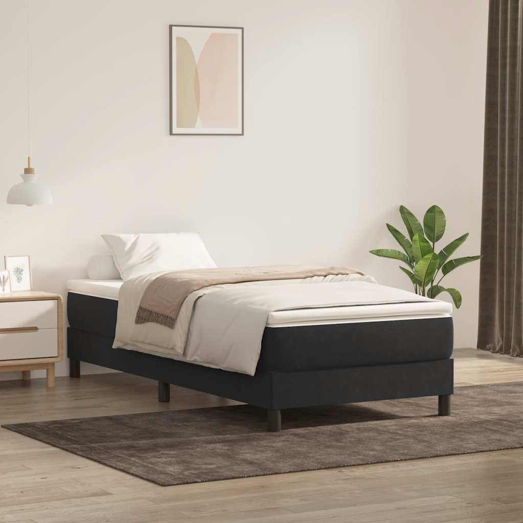 Boxspring zonder matras fluweel zwart 100x220 cm is nu te koop bij PeponiXL, paradijselijk wonen!