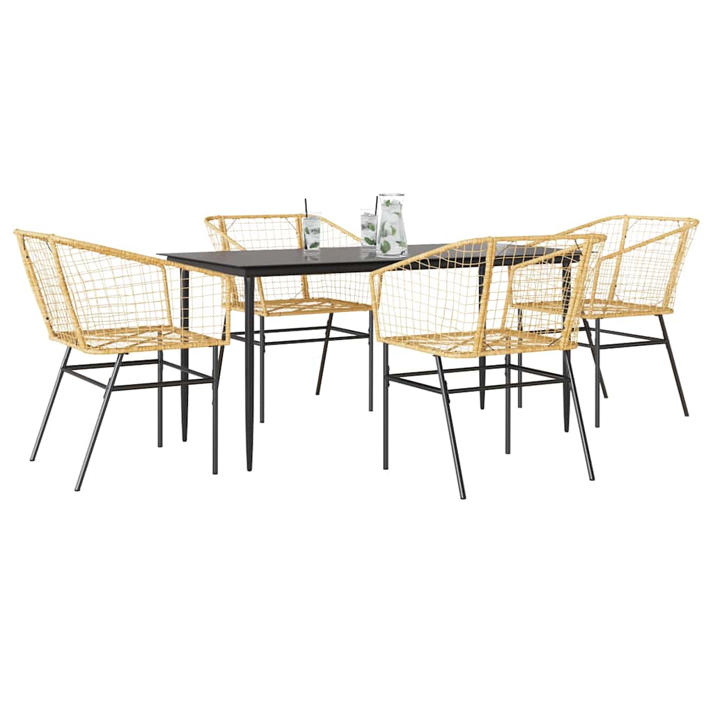 5-delige Tuinset poly rattan glas bruin is nu te koop bij PeponiXL, paradijselijk wonen!