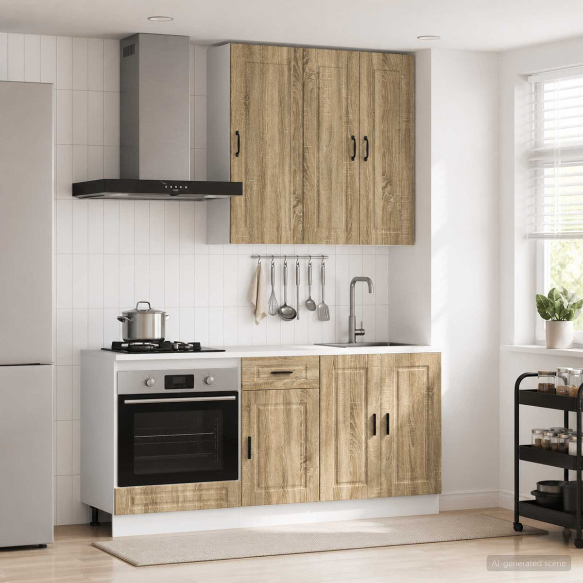 Keukenblok PORTO 5 pcs Sonoma Eiken Bewerkt hout is nu te koop bij PeponiXL, paradijselijk wonen!