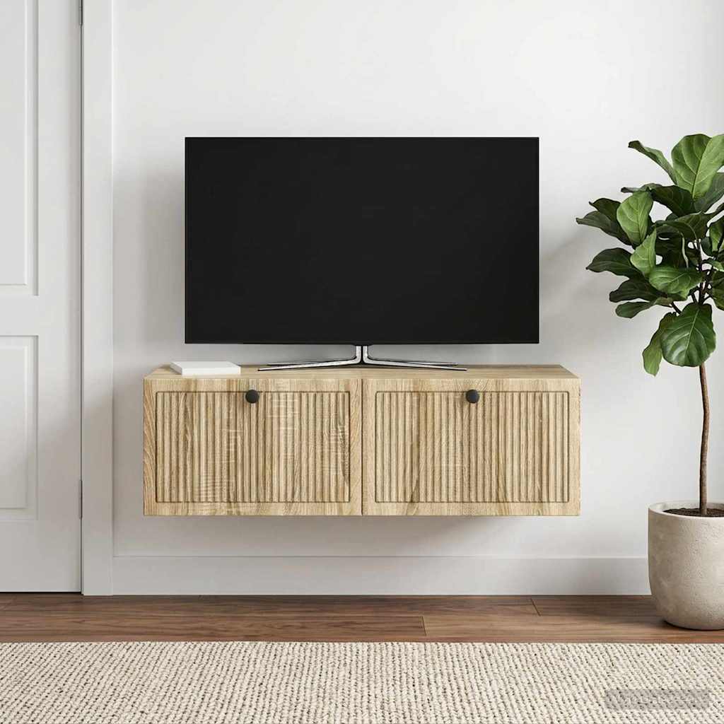 Wandbeugel TV-kast Sonoma Eiken 98 x 41 x 30 cm Bewerkt hout is nu te koop bij PeponiXL, paradijselijk wonen!