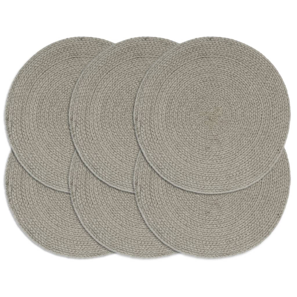 Placemats 6 st rond 38 cm katoen effen grijs is nu te koop bij PeponiXL, paradijselijk wonen!