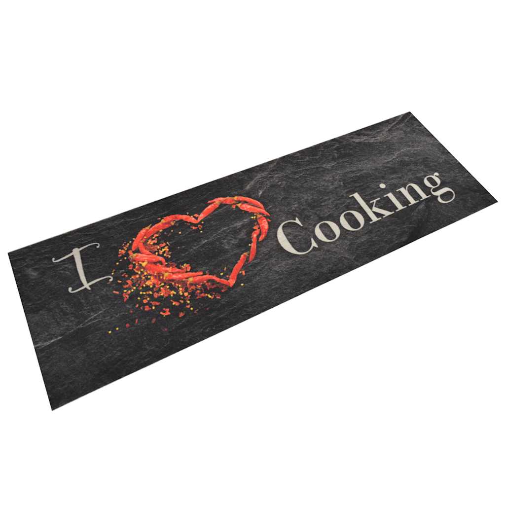 Keukenmat wasbaar cooking-print 60x180 cm fluweel zwart is nu te koop bij PeponiXL, paradijselijk wonen!