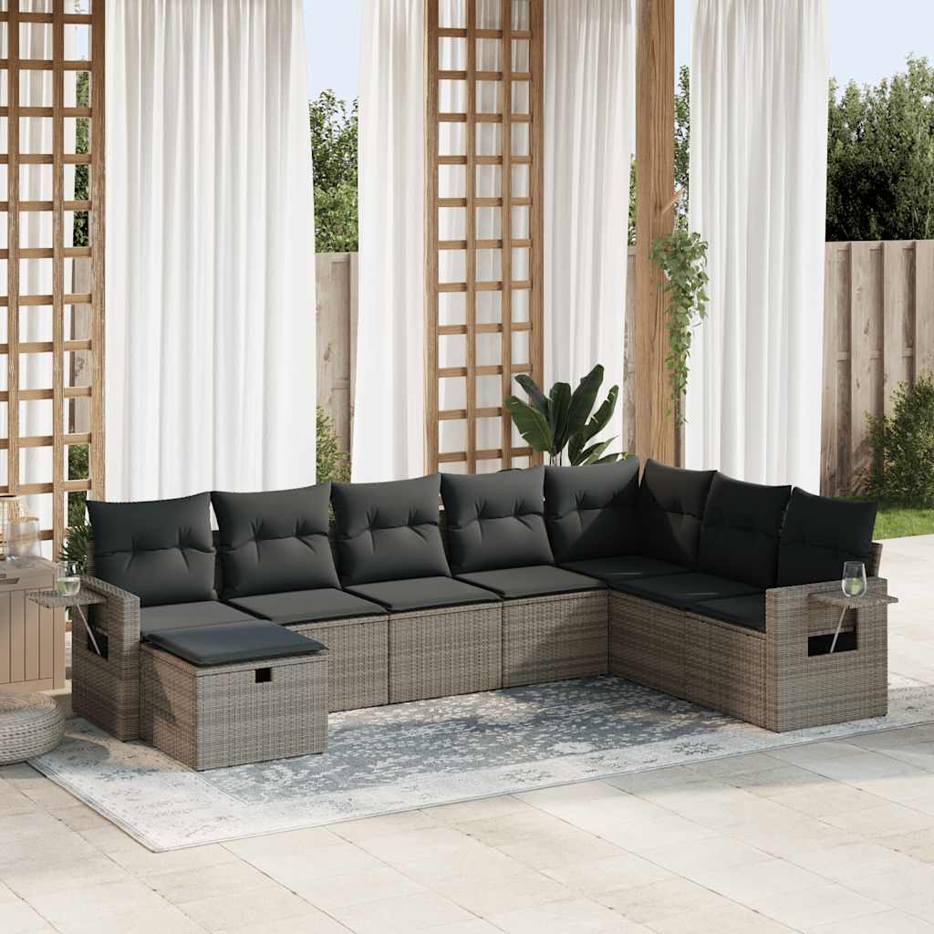 8-delige Loungeset met kussens poly rattan grijs is nu te koop bij PeponiXL, paradijselijk wonen!