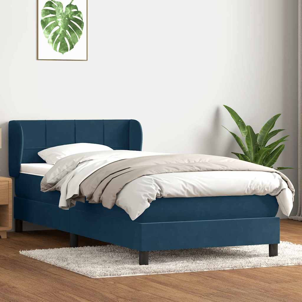 Boxspring met matras fluweel donkerblauw 80x220 cm is nu te koop bij PeponiXL, paradijselijk wonen!