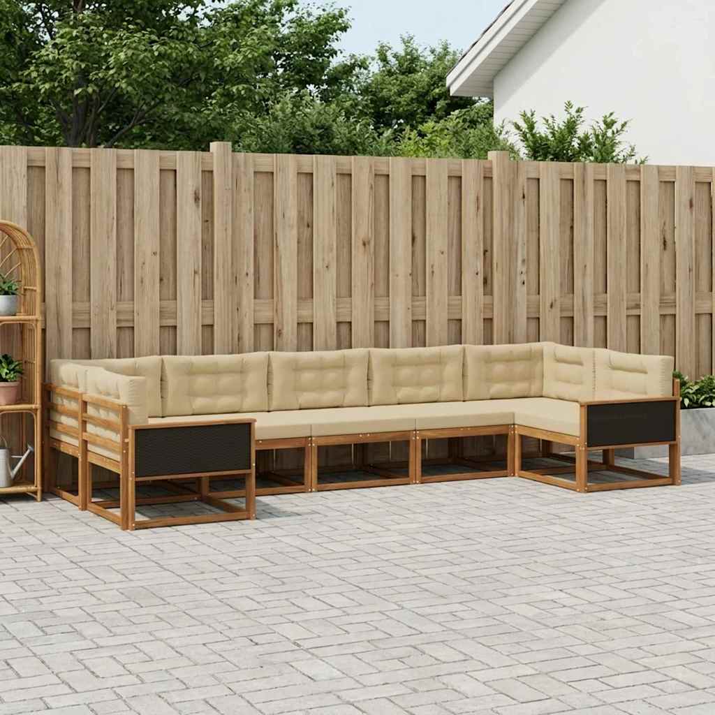 Buiten bankenset met kussen 7 pcs Natuurlijk en Beige is nu te koop bij PeponiXL, paradijselijk wonen!