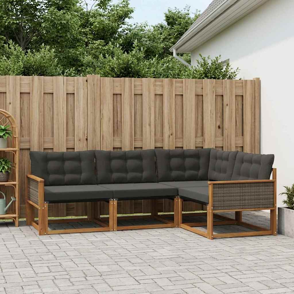 Buiten bankenset met kussen 4 pcs Naturel en Zwart is nu te koop bij PeponiXL, paradijselijk wonen!