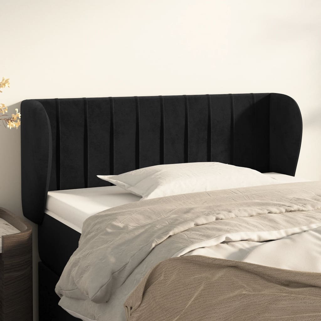 Hoofdbord met randen 83x23x78/88 cm fluweel zwart is nu te koop bij PeponiXL, paradijselijk wonen!