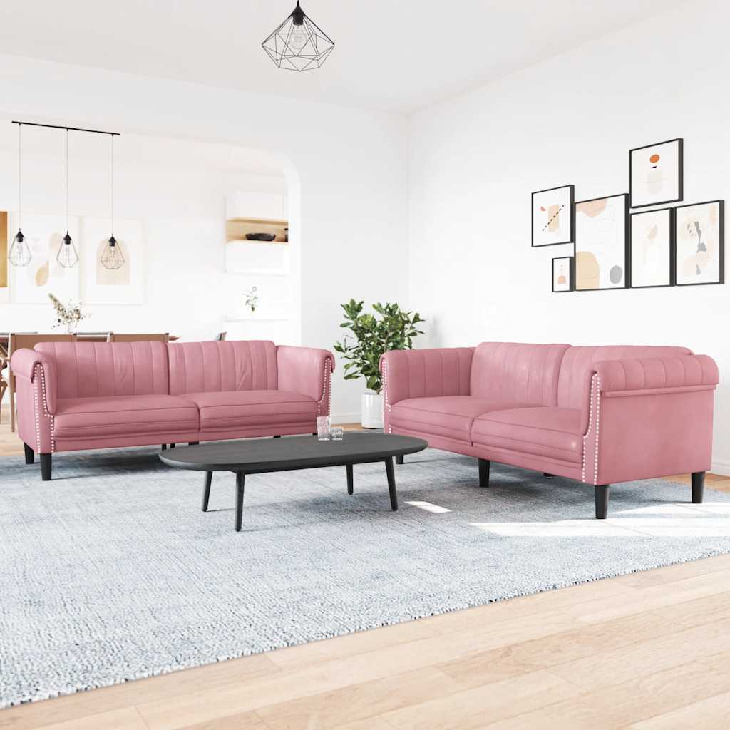 2-delige Loungeset fluweel roze is nu te koop bij PeponiXL, paradijselijk wonen!