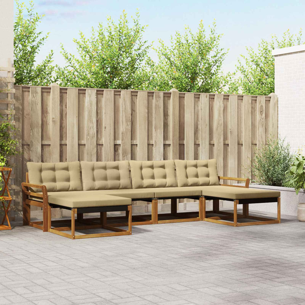 Buiten bankenset met kussen 6 pcs Natuurlijk en Beige is nu te koop bij PeponiXL, paradijselijk wonen!