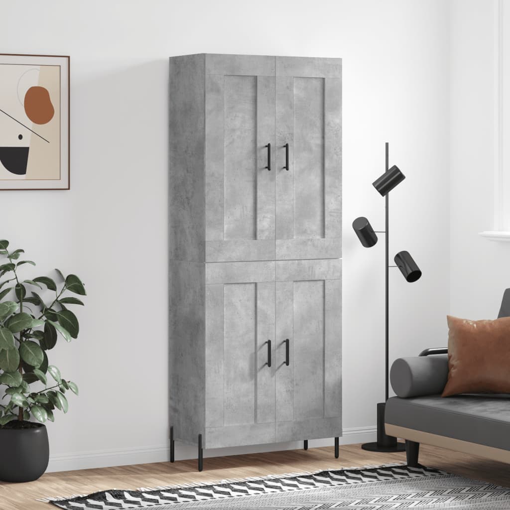 Hoge kast 69,5x34x180 cm bewerkt hout betongrijs is nu te koop bij PeponiXL, paradijselijk wonen!