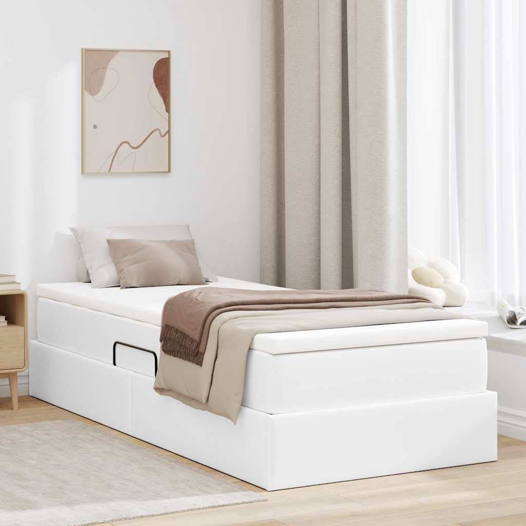 Opslag bed met matras met matras Wit 100 x 200 cm Nep Leer is nu te koop bij PeponiXL, paradijselijk wonen!