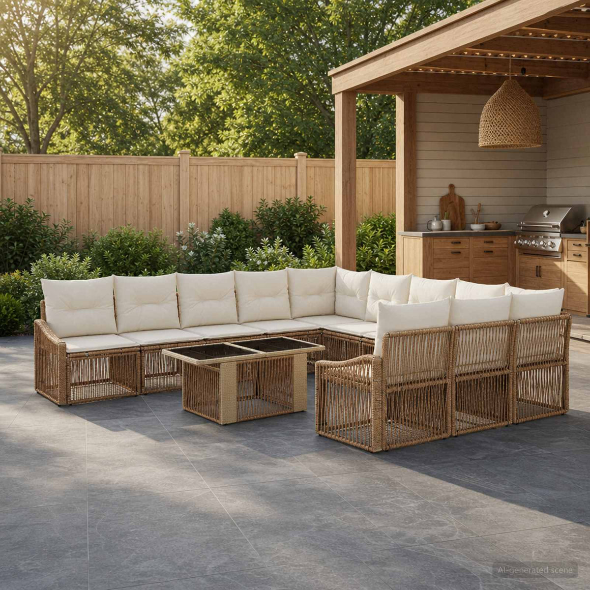 Tuinbankenset 12 st Beige en Crème Wit poly rattan is nu te koop bij PeponiXL, paradijselijk wonen!