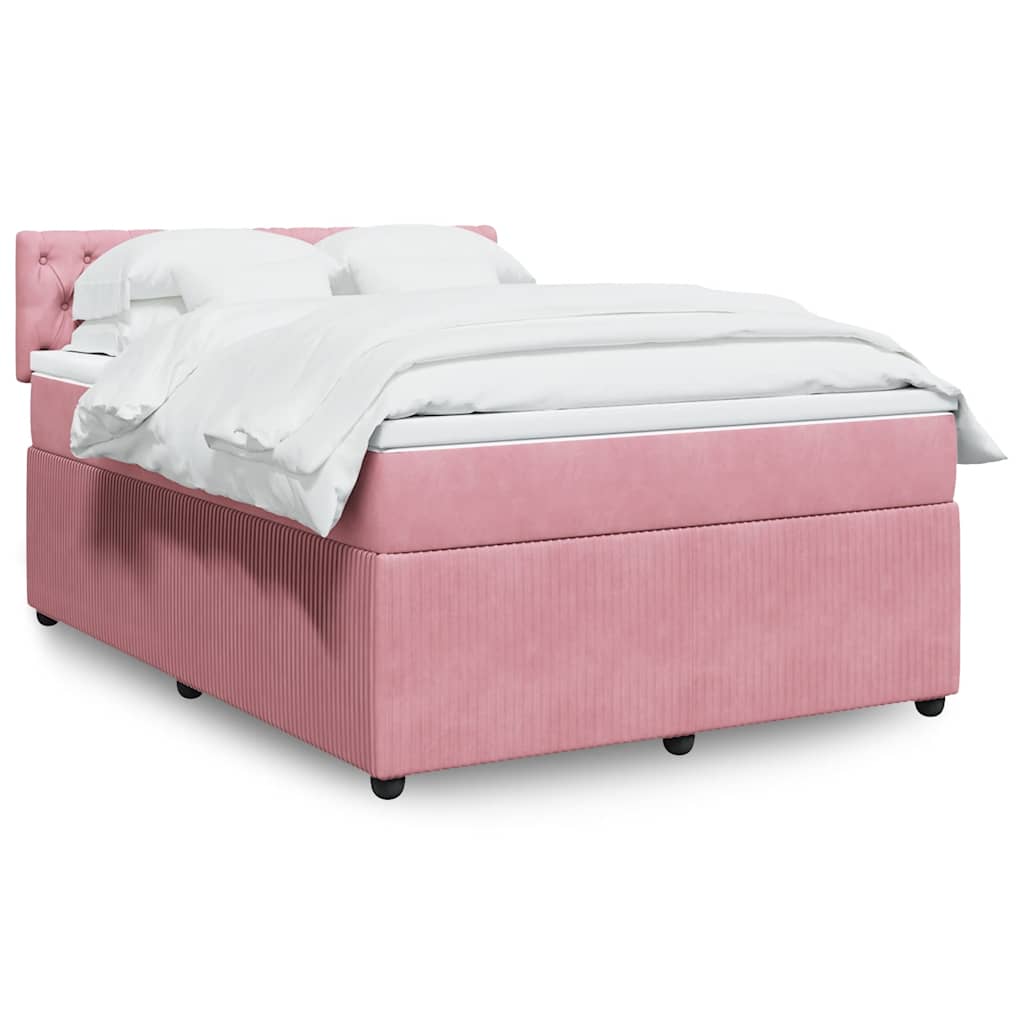 Boxspring met matras fluweel roze 160x200 cm is nu te koop bij PeponiXL, paradijselijk wonen!