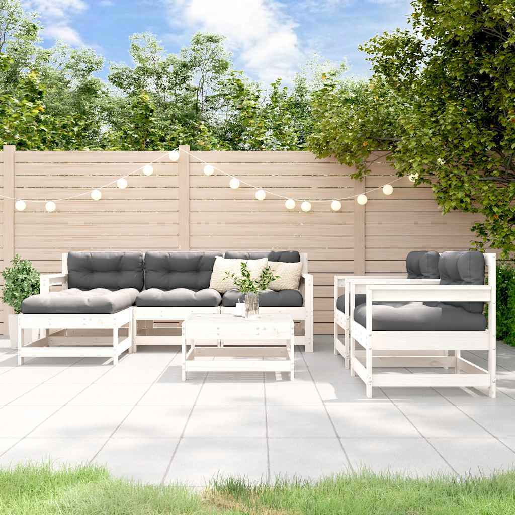 7-delige Loungeset massief grenenhout wit is nu te koop bij PeponiXL, paradijselijk wonen!