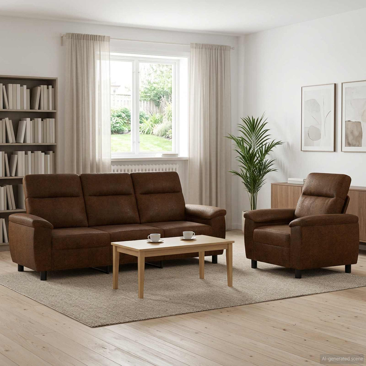 Bankstel 2 st Bruin Nep Suede Leer is nu te koop bij PeponiXL, paradijselijk wonen!