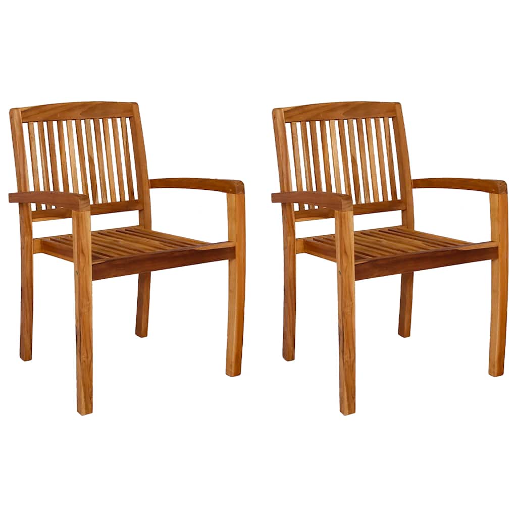 Tuinstoelen stapelbaar 2 st massief teakhout is nu te koop bij PeponiXL, paradijselijk wonen!