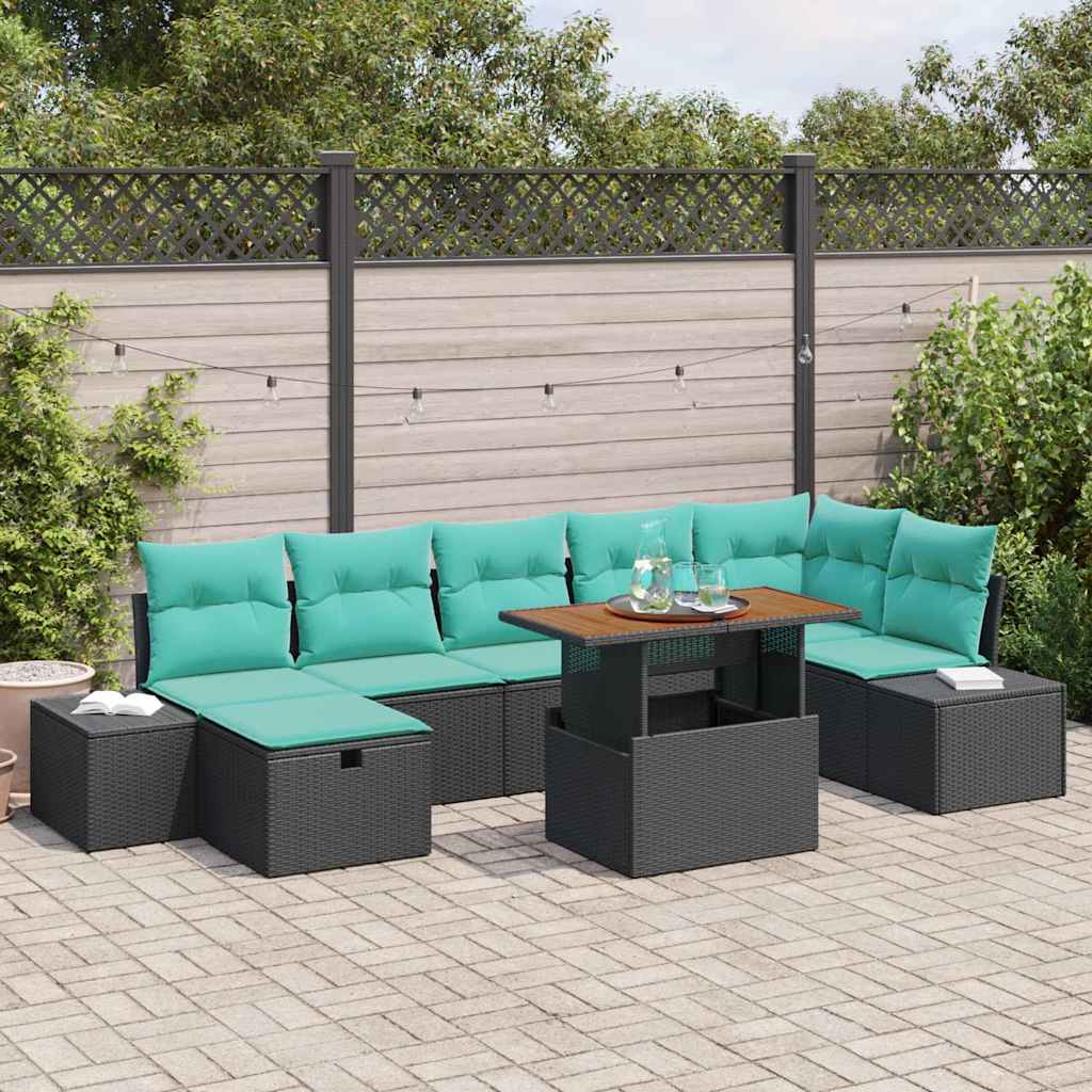 Tuin Sofa Set 8 st Zwart poly rattan is nu te koop bij PeponiXL, paradijselijk wonen!