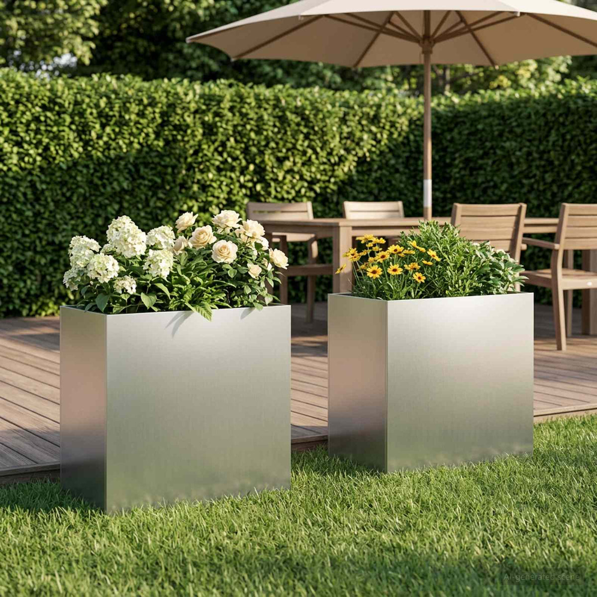 Plantenbak 2 st zilver 50 x 30 x 40 cm Gegalvaniseerd staal is nu te koop bij PeponiXL, paradijselijk wonen!